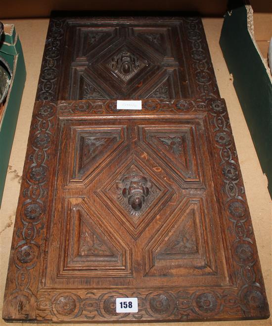 2 carved oak panels